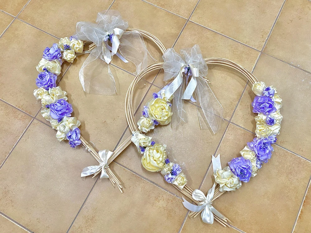 Výzdoba na svadobné auto - veľké dvojsrdce