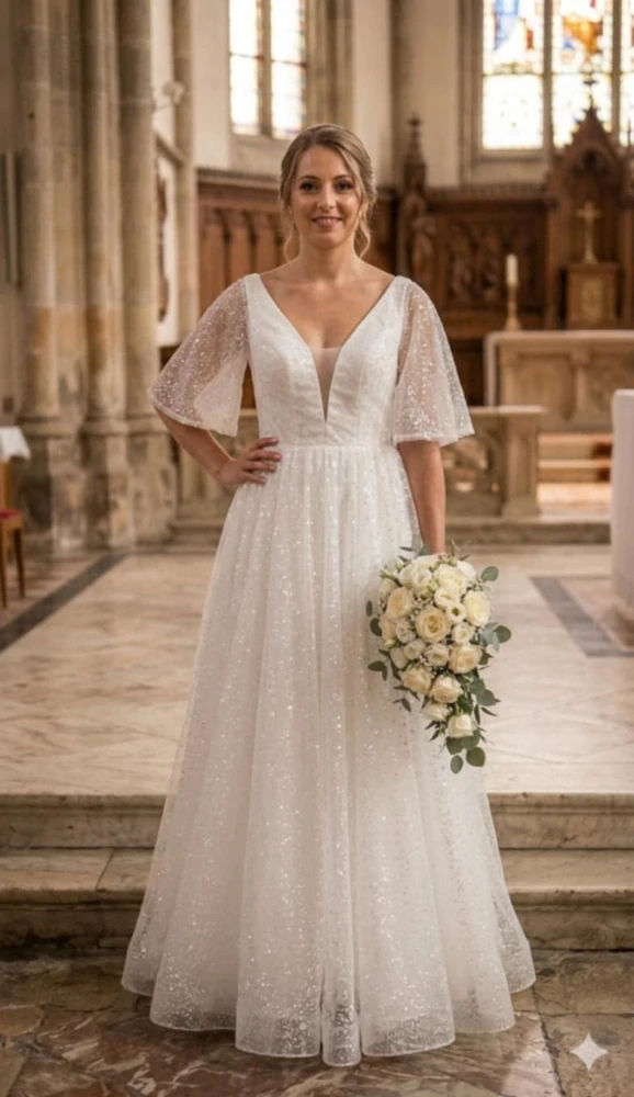 Lesklé svadobné šaty S/M/L